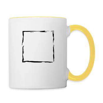 bordure carrée carrée brosse carrée lini - Mug contrasté - blanc/jaune - Droite