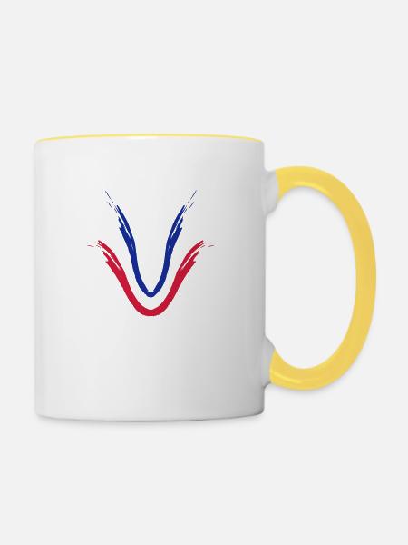 origine fan coups de pinceau france drapeau couleur - Mug contrasté - blanc/jaune