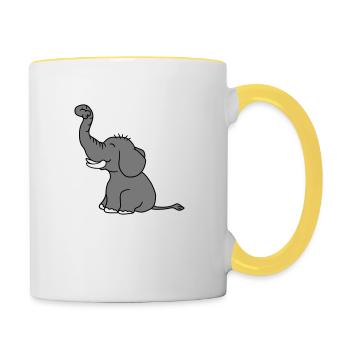 elefant gluecklich niedlich suess klein kind baby - Tasse zweifarbig - Weiß/Gelb - Rechts