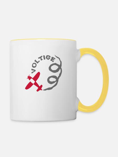 aerianisches Flugzeug - Tasse zweifarbig - Weiß/Gelb
