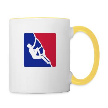 carré rouge bleu logo freeclimber summit k - Mug contrasté - blanc/jaune - Droite