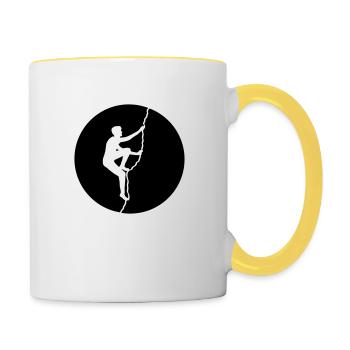 grimpeur autour de sun moon night freeclimber summit - Mug contrasté - blanc/jaune - Droite