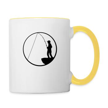hobby fischer klippe meer hang rund mond nacht ang - Tasse zweifarbig - Weiß/Gelb - Rechts