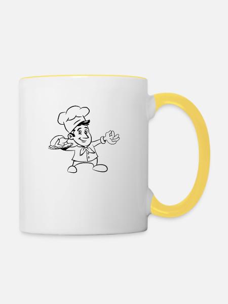 kochen koch hähnchen - Tasse zweifarbig - Weiß/Gelb