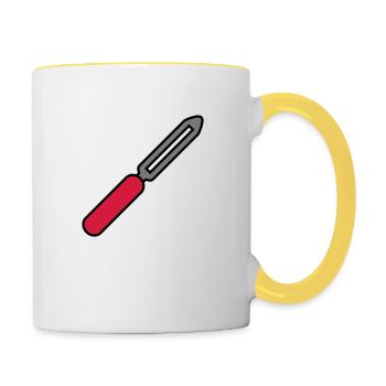 cuisine cuisiner cuisson pomme de terre éplucheur éplucheur qui - Mug contrasté - blanc/jaune - Droite