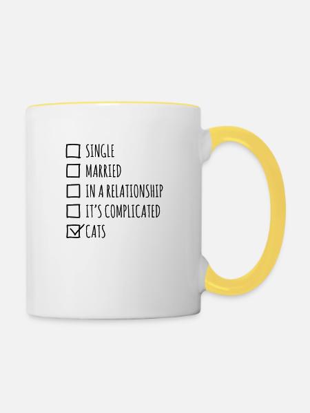 Single Married... Cats - Tasse zweifarbig - Weiß/Gelb