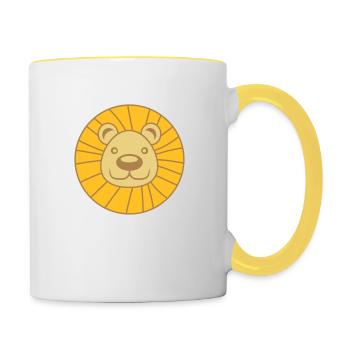 loewe kopf gesicht maehne katze grosskatze tiger m - Tasse zweifarbig - Weiß/Gelb - Rechts
