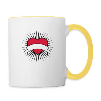 bannière texte champ écrire nom coeur logo amour ta - Mug contrasté - blanc/jaune - Droite