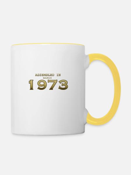 März 1973 zusammengebaut - Tasse zweifarbig - Weiß/Gelb