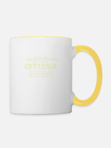 Offizier Mord - Tasse zweifarbig - Weiß/Gelb