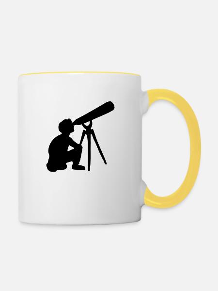 teleskop junge - Tasse zweifarbig - Weiß/Gelb