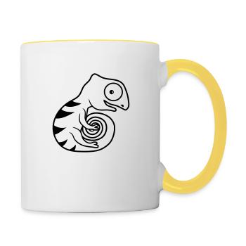 iguana chamaeleon - Contrasting Mug - white/yellow - Right