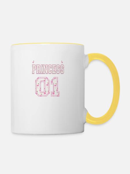 Personalisierbar Princess 01 Flamingo - Tasse zweifarbig - Weiß/Gelb