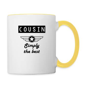 Onkel / Tante / Vetter / Cousin / Kusine - Tasse zweifarbig - Weiß/Gelb - Rechts