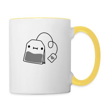 small teabag with face - Contrasting Mug - white/yellow - Right
