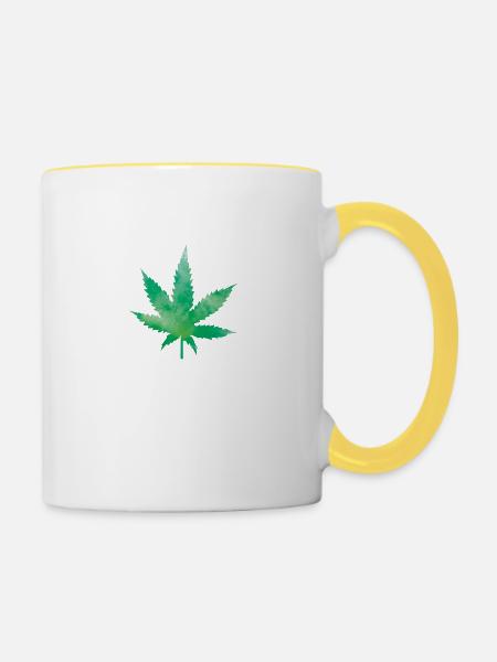 leaf weed - Tasse zweifarbig - Weiß/Gelb