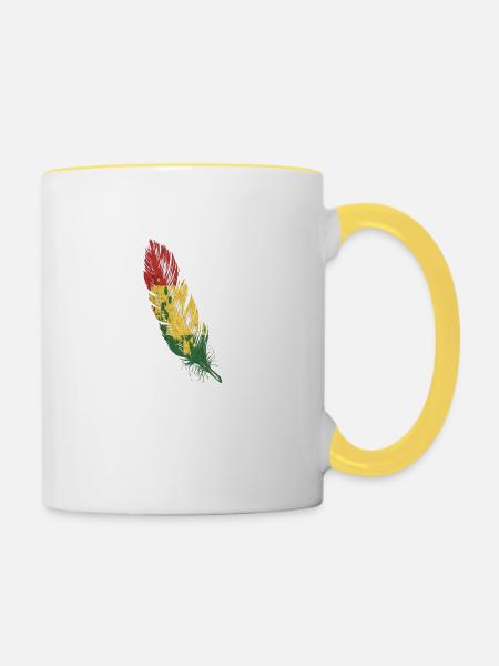 feder rasta - Tasse zweifarbig - Weiß/Gelb