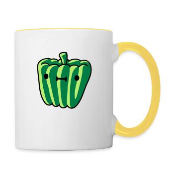 doux paprika avec visage délicieux légumes mignon le - Mug contrasté - blanc/jaune - Droite