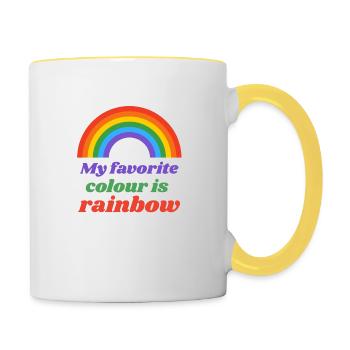 arc en ciel - Mug contrasté - blanc/jaune - Droite