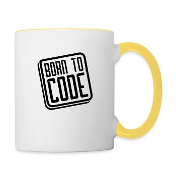logo né au code - Mug contrasté - blanc/jaune - Droite