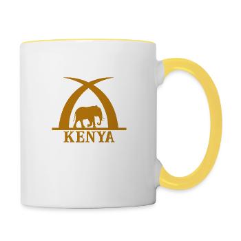 Ivory and elephant with inscription KENYA - Contrasting Mug - white/yellow - Right
