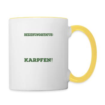 Auf der Suche nach Karpfen Karpfenangler Geschenk - Tasse zweifarbig - Weiß/Gelb - Rechts