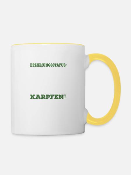 Auf der Suche nach Karpfen Karpfenangler Geschenk - Tasse zweifarbig - Weiß/Gelb