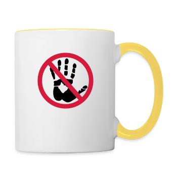 Handprint - Do not touch! - Contrasting Mug - white/yellow - Right