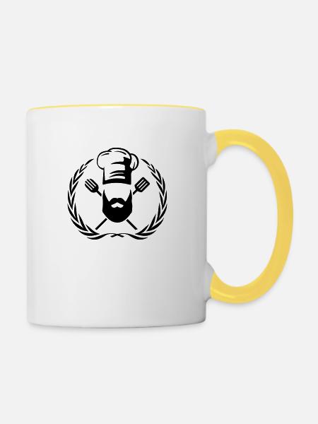 cook design beard - Tasse zweifarbig - Weiß/Gelb