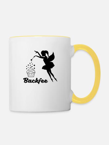 backfee_001 - Tasse zweifarbig - Weiß/Gelb