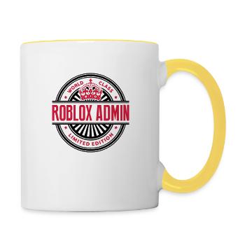 World class roblox admin limited edition best logo - Contrasting Mug - white/yellow - Right
