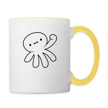 Small waving squid - Contrasting Mug - white/yellow - Right