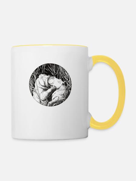 Hippo Kiss - Tasse zweifarbig - Weiß/Gelb