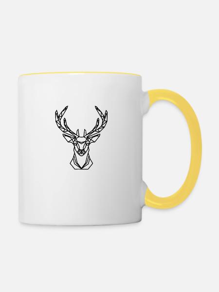 hirschkopf - Tasse zweifarbig - Weiß/Gelb