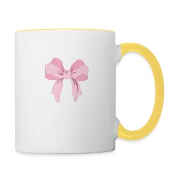 pink pink ribbon Christmas gift idea - Contrasting Mug - white/yellow - Right