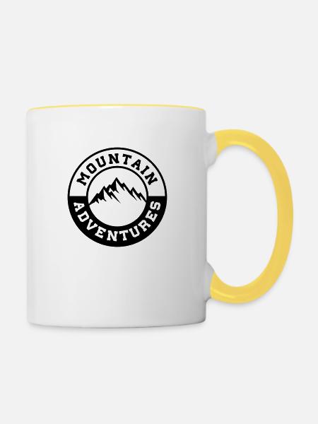 mountain adventures design - Tasse zweifarbig - Weiß/Gelb