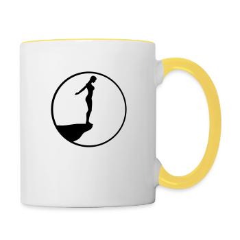 Création de Logo Cliff Diver - Mug contrasté - blanc/jaune - Droite