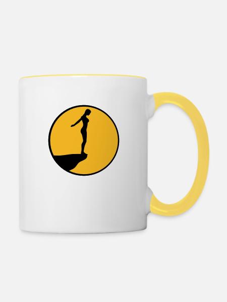 Von Klippe springen - Tasse zweifarbig - Weiß/Gelb