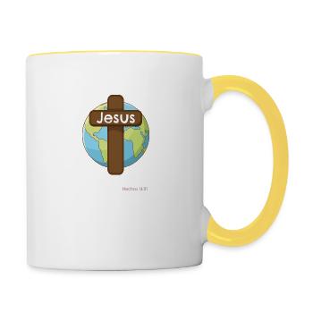 Hechos 16 Jesus Salva Apostol Pablo - Tasse zweifarbig - Weiß/Gelb - Rechts