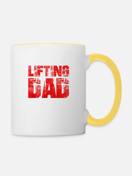 dad lifting - Tasse zweifarbig - Weiß/Gelb