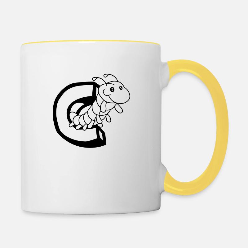 chenille chenille insecte mille-pattes lettre C le - Mug contrasté - blanc/jaune