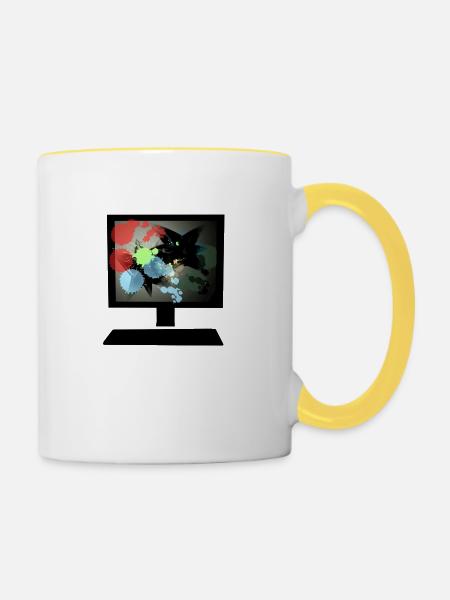 bunter Pc - Tasse zweifarbig - Weiß/Gelb