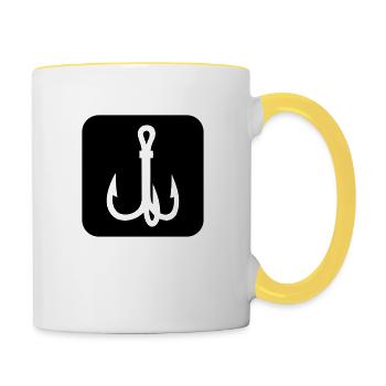 fishing hook icon - Tasse zweifarbig - Weiß/Gelb - Rechts