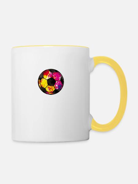fussball farben - Tasse zweifarbig - Weiß/Gelb