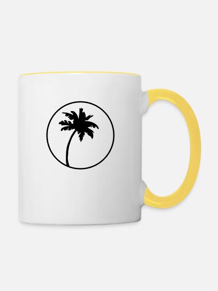 palme - Tasse zweifarbig - Weiß/Gelb