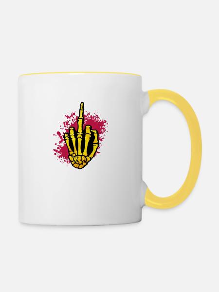 hand middle finger splat - Tasse zweifarbig - Weiß/Gelb