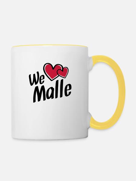 we love malle hearts - Tasse zweifarbig - Weiß/Gelb