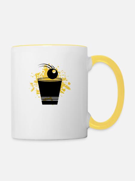 beer pong cup - Tasse zweifarbig - Weiß/Gelb