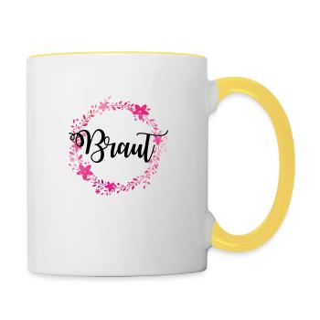 braut kranz - Tasse zweifarbig - Weiß/Gelb - Rechts