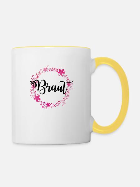 braut kranz - Tasse zweifarbig - Weiß/Gelb
